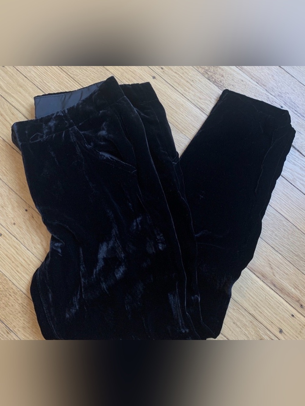 Free People Black Velvet Trousers/Pants